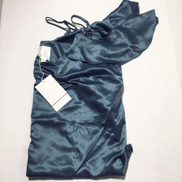 SOLD LC Lauren Conrad Blouse Cold Shoulder Blue - Picture 5 of 8